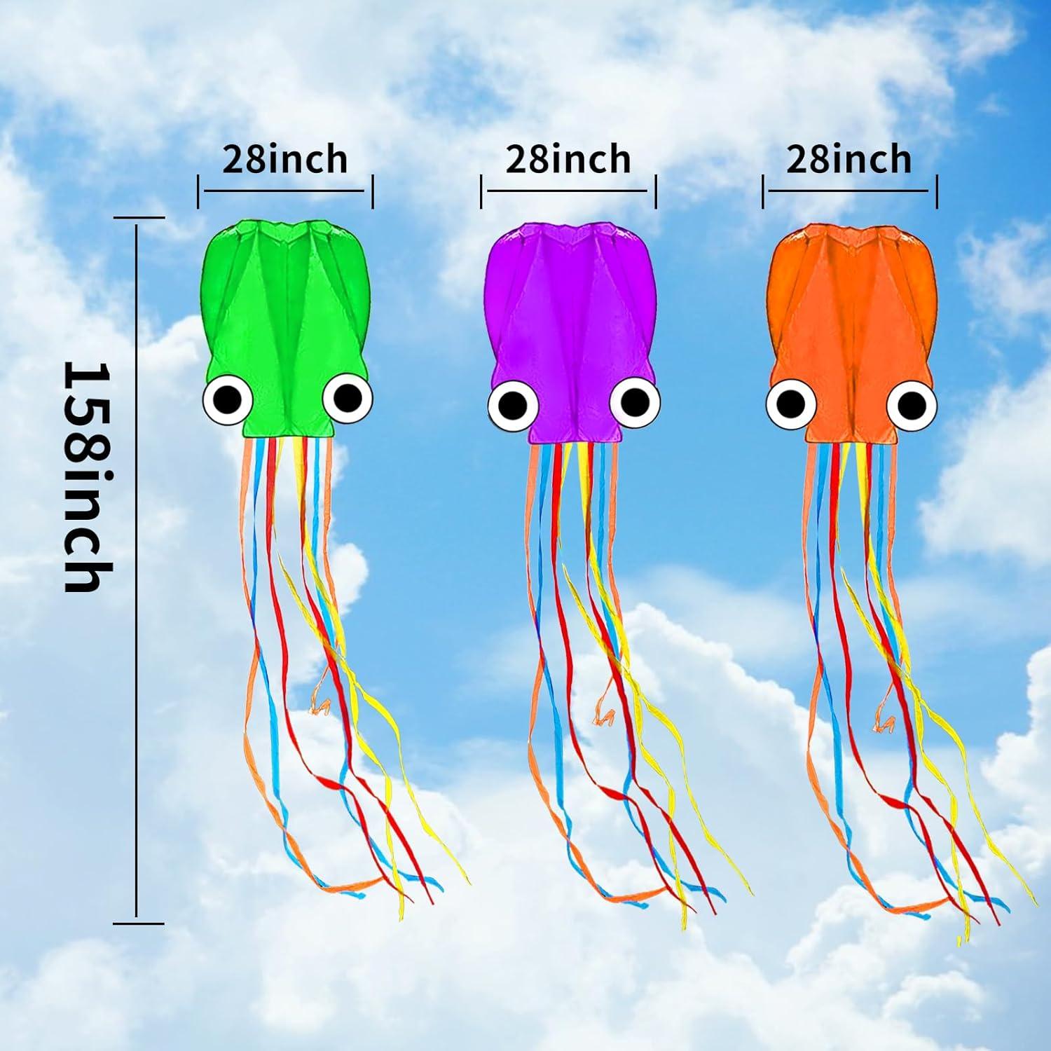 image:imageOctopus Kites for Kids amp Adults Easy to Fly 24x 158 Large Soft Kite Kit for Boys and Girls Single Line 3D Beach Kite Set for TeensPerfect for Outdoor ActivitiesGreen Purple Orange