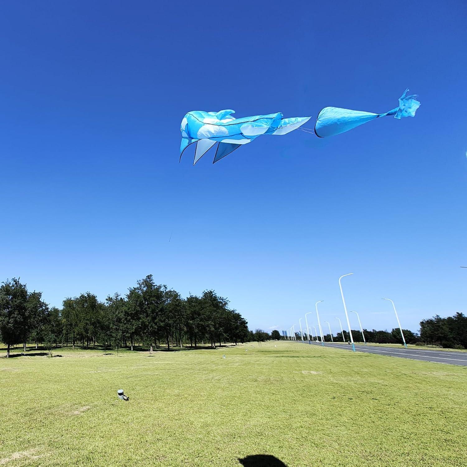 image:imageOrcas Kite for Kids amp Adults Large 3D Single Line Beach Kite Huge Frameless Soft Kite Giant Parafoil Whale Breeze Kite it Comes with 300ft String Kite HoopBlue Orcas Kite