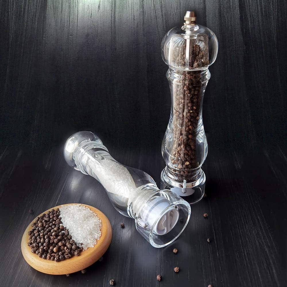 image:imageSalt Pepper Grinder Mill Arcylicthe Best Peppercorn Grinder with Adjustable MillClearBlack Box 2 Pack