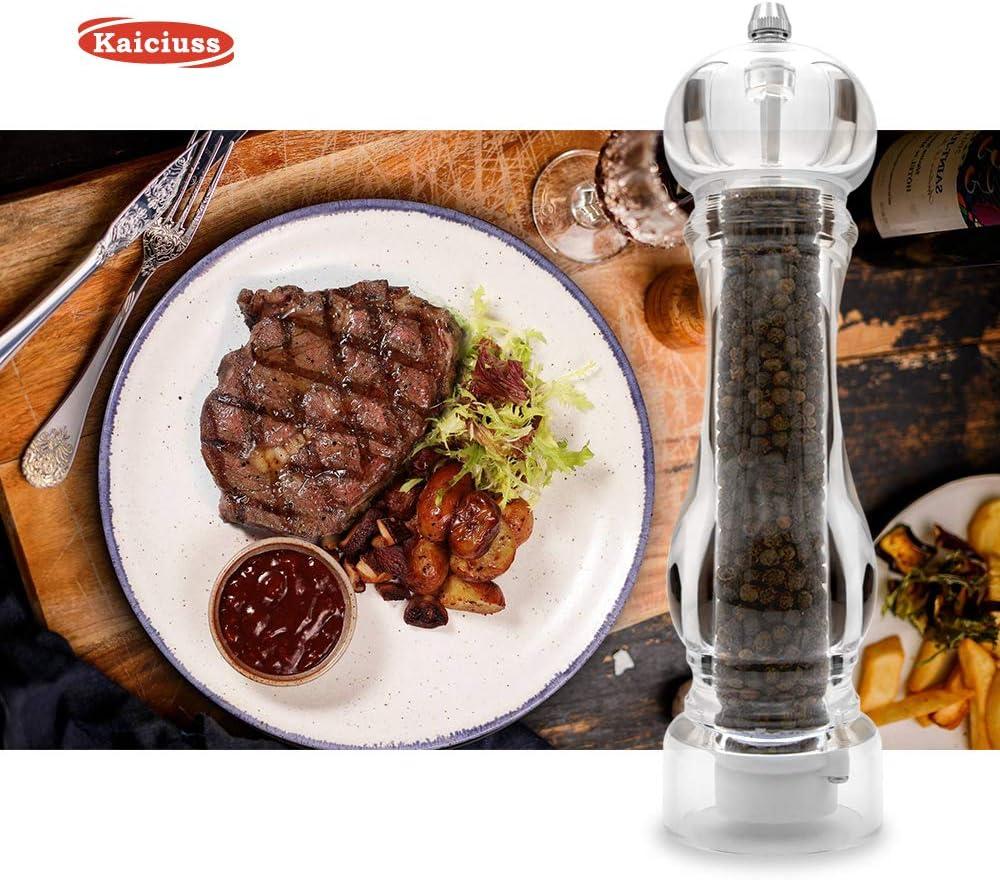 image:imageSalt Pepper Grinder Mill Arcylicthe Best Peppercorn Grinder with Adjustable MillClearWhite Box 1 Pack