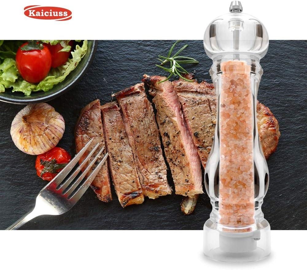 image:imageSalt Pepper Grinder Mill Arcylicthe Best Peppercorn Grinder with Adjustable MillClearWhite Box 1 Pack