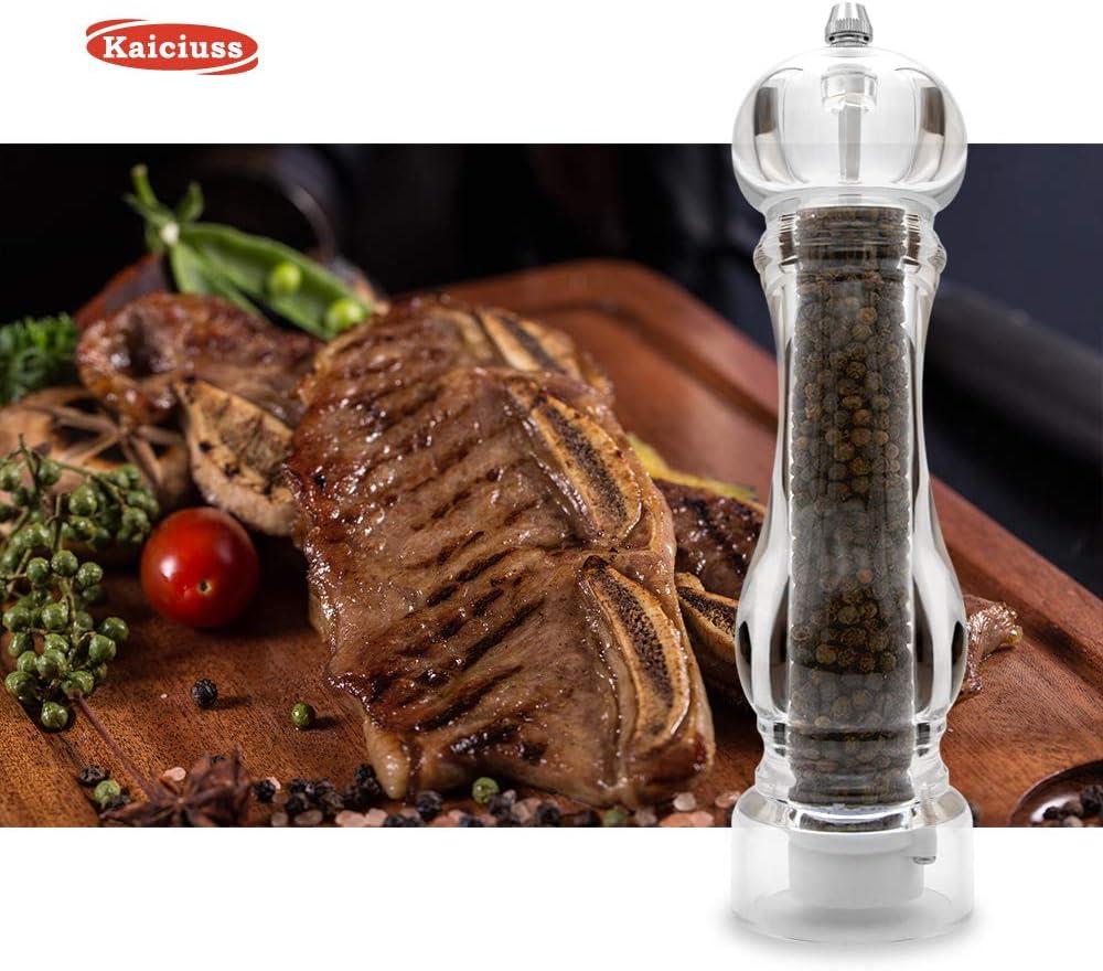image:imageSalt Pepper Grinder Mill Arcylicthe Best Peppercorn Grinder with Adjustable MillClearWhite Box 1 Pack