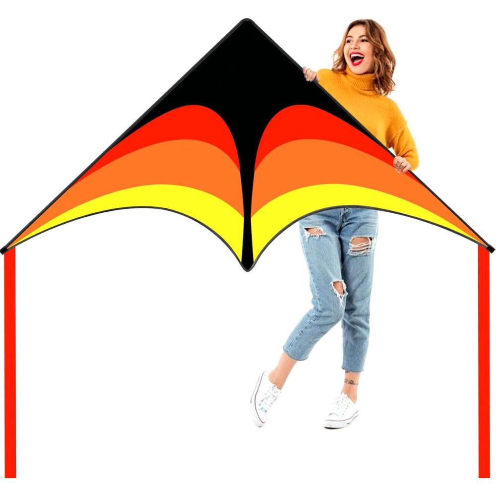 image:imageDelta Kite for Kids amp Adults  Easy to Fly Large Single Line Beach Kite with 300ft String Handle Included Perfect for Beginners Teens60 Yellow Black