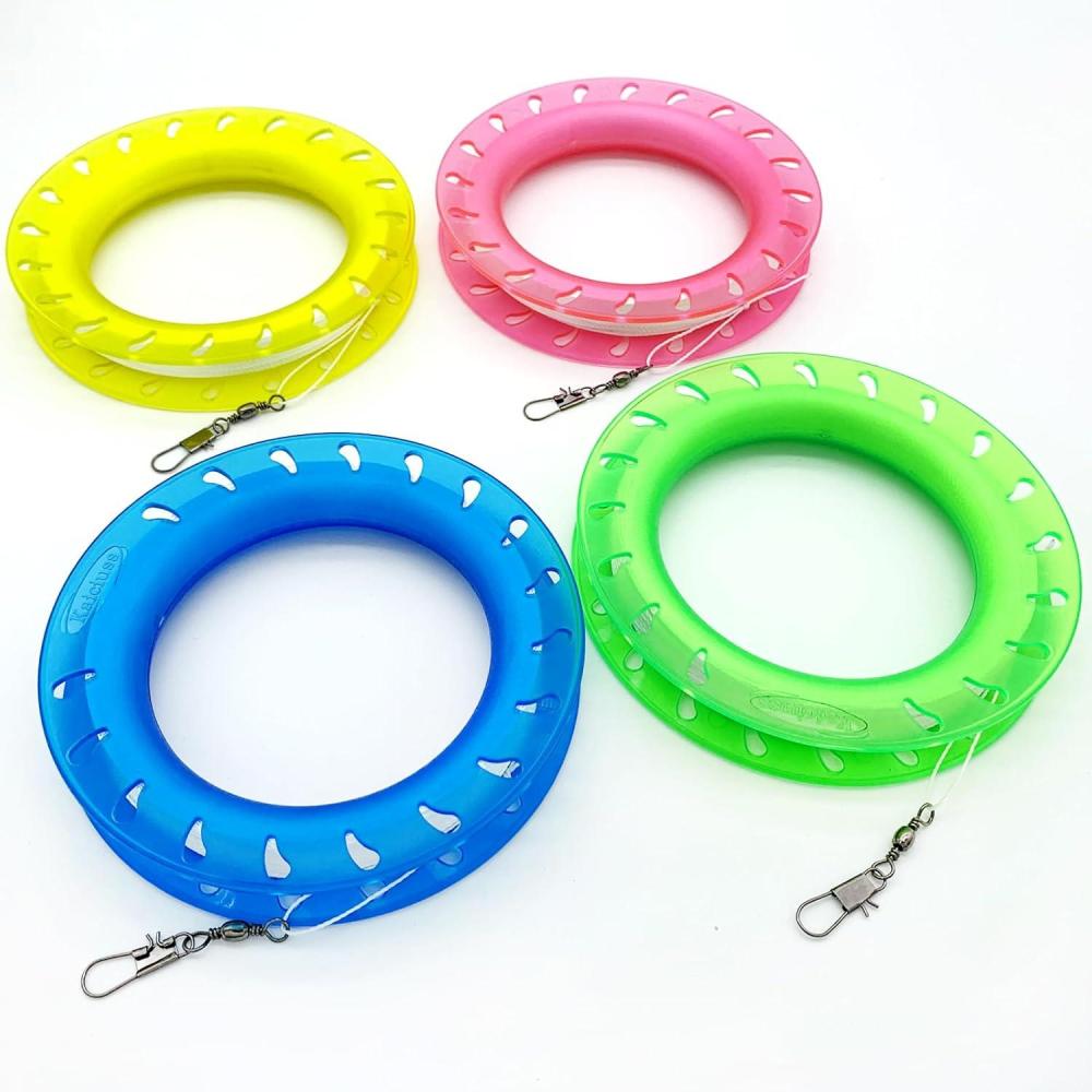 image:imageHoop Kite Set for Kids Spool Handle amp 300 Feet Line for Each Kite Reel WinderPink Blue Green Yellow