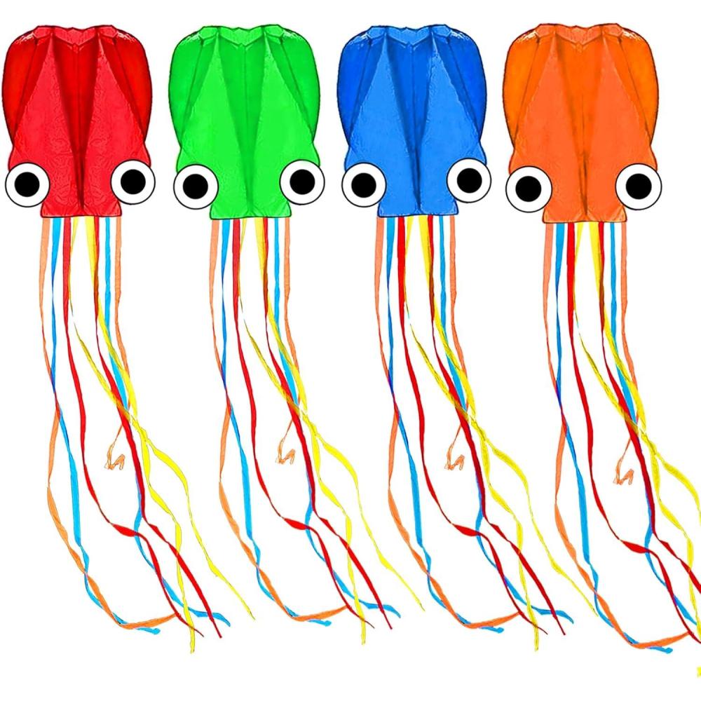 image:imageOctopus Kites for Kids amp Adults Easy to Fly 24x 158 Large Soft Kite Kit for Boys and Girls Single Line 3D Beach Kite Set for TeensPerfect for Outdoor ActivitiesRed Green Blue Orange