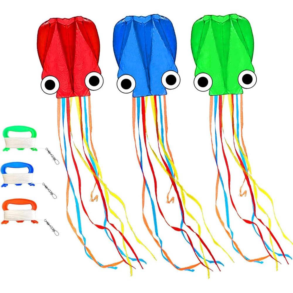 image:imageOctopus Kites for Kids amp Adults Easy to Fly 24x 158 Large Soft Kite Kit for Boys and Girls Single Line 3D Beach Kite Set for TeensPerfect for Outdoor ActivitiesRed Green Blue