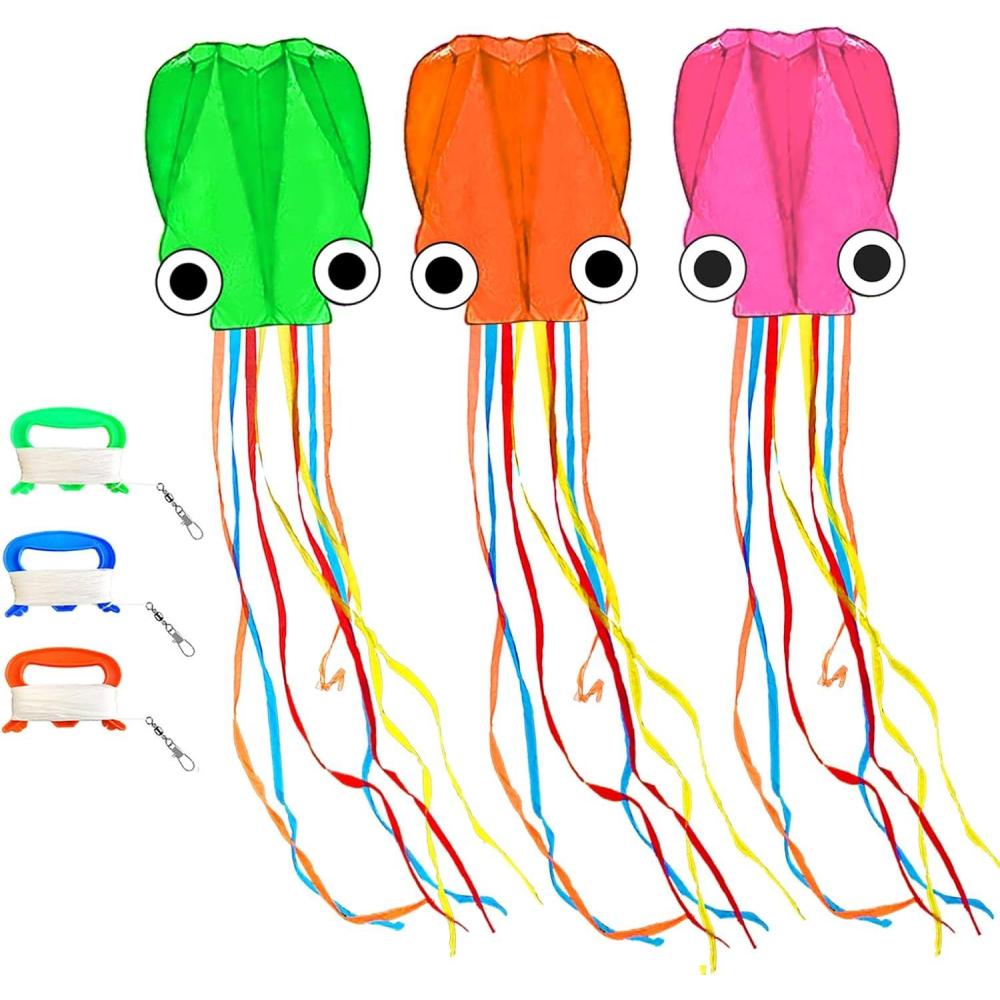 image:imageOctopus Kites for Kids amp Adults Easy to Fly 24x 158 Large Soft Kite Kit for Boys and Girls Single Line 3D Beach Kite Set for TeensPerfect for Outdoor ActivitiesGreen Orange Pink