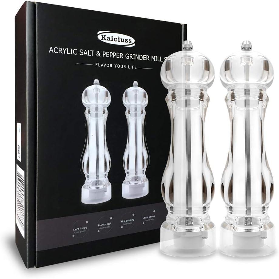 image:imageSalt Pepper Grinder Mill Arcylicthe Best Peppercorn Grinder with Adjustable MillClearBlack Box 2 Pack