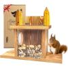 image:imageCarbonized Wooden Squirrel Feeder for Outside Wood Squirrel Feeding Table Sturdy Squirrel Feeding House with Thickness 15CM Wood Top Lid Opens for Easy Filling of Peanuts and Corn