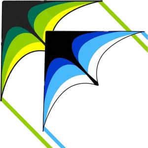 3 Pack Delta Kite Set for Adults and Kids, Single Line Beach Kites for Boys & Girls, Three Handle with String Included(Green & Blue)