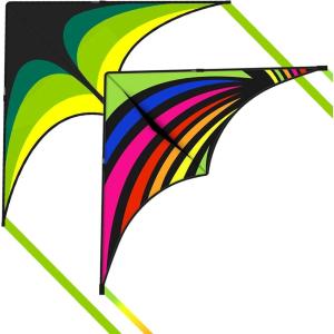 3 Pack Delta Kite Set for Adults and Kids, Single Line Beach Kites for Boys & Girls, Three Handle with String Included(Green & Rainbow)