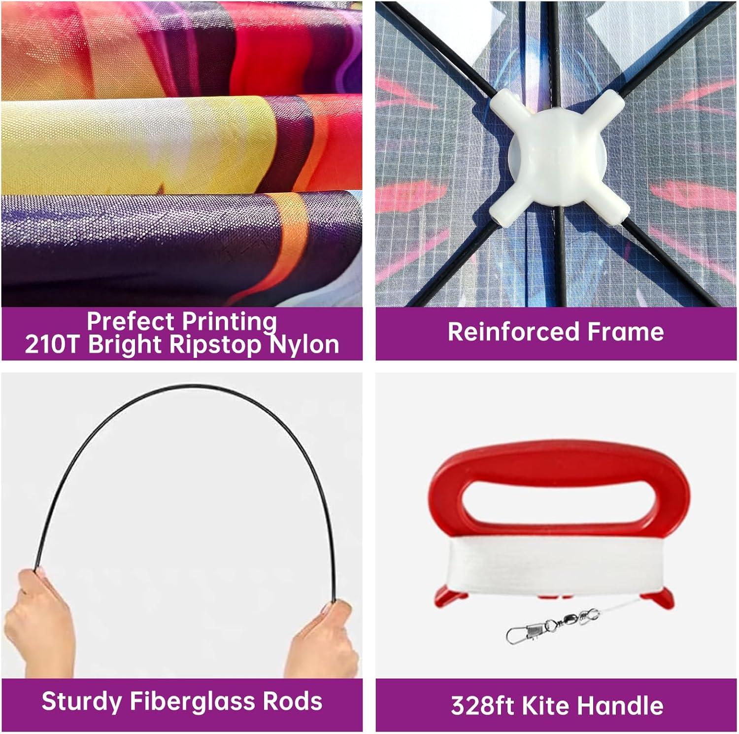 image:imageButterfly Kites for Kids and Adults Easy to Fly Single Line Beach Kites for Boys amp Girls 55 x 28 Butterfly Kite for Teens Comes with 300 ft String HandlePurpleYellow