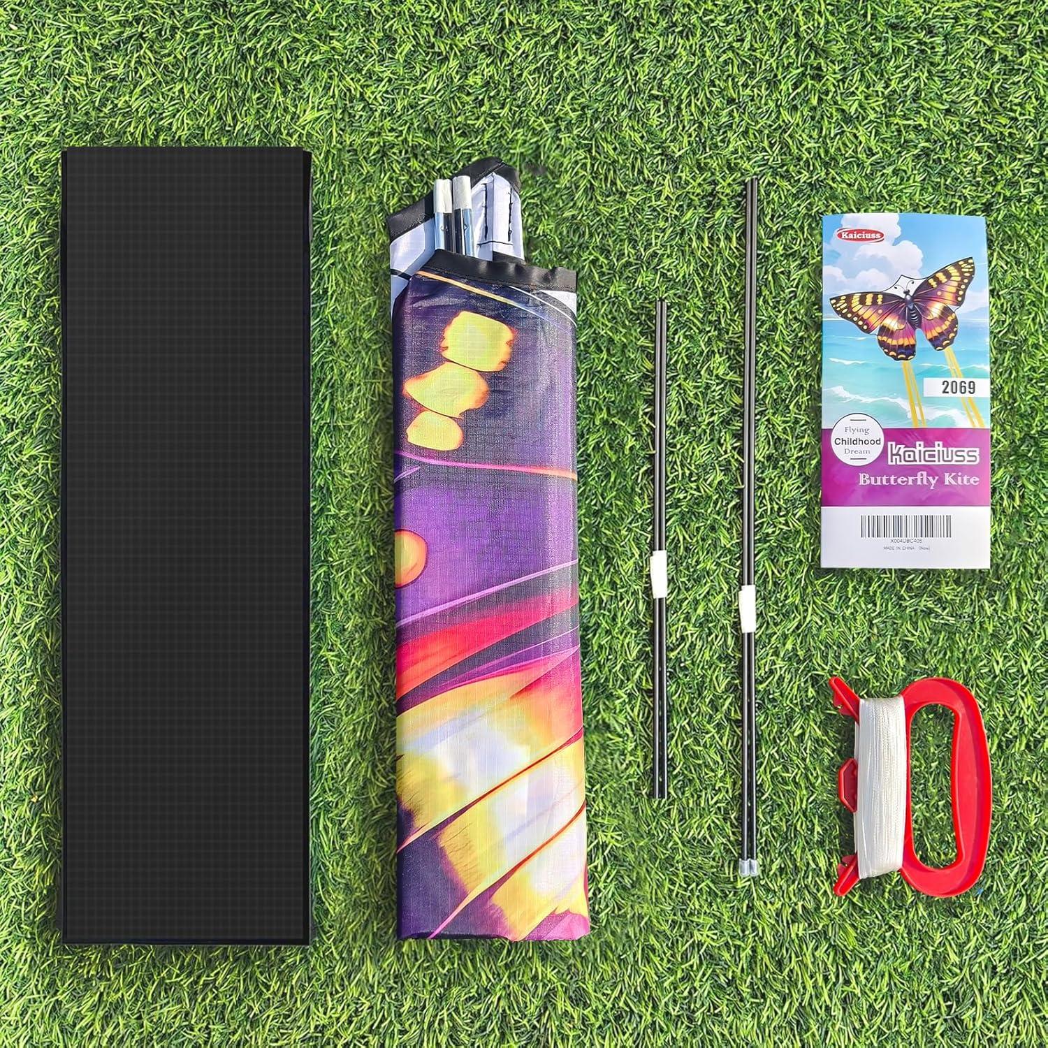 image:imageButterfly Kites for Kids and Adults Easy to Fly Single Line Beach Kites for Boys amp Girls 55 x 28 Butterfly Kite for Teens Comes with 300 ft String HandlePurpleYellow
