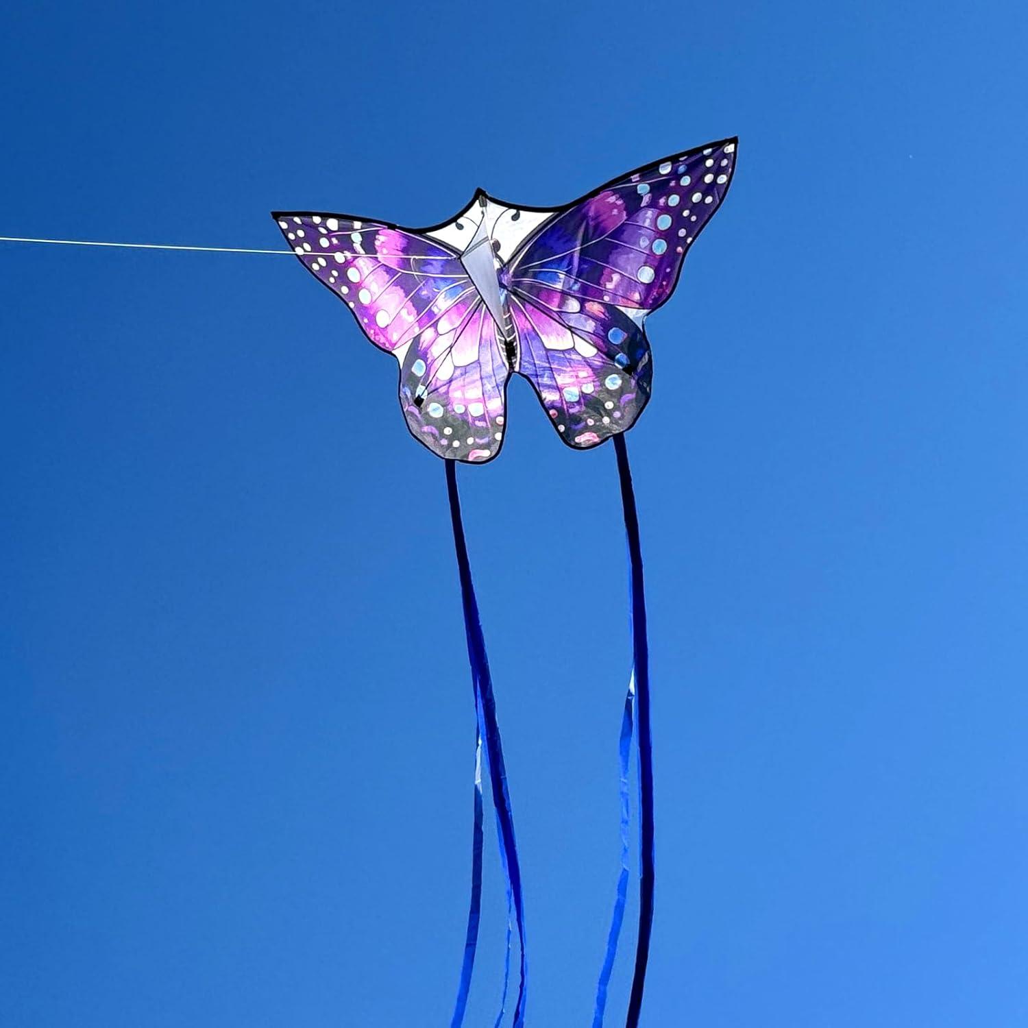 image:imageButterfly Kites for Kids and Adults Easy to Fly Single Line Beach Kites for Boys amp Girls 55 x 28 Butterfly Kite for Teens Comes with 300 ft String HandlePurple