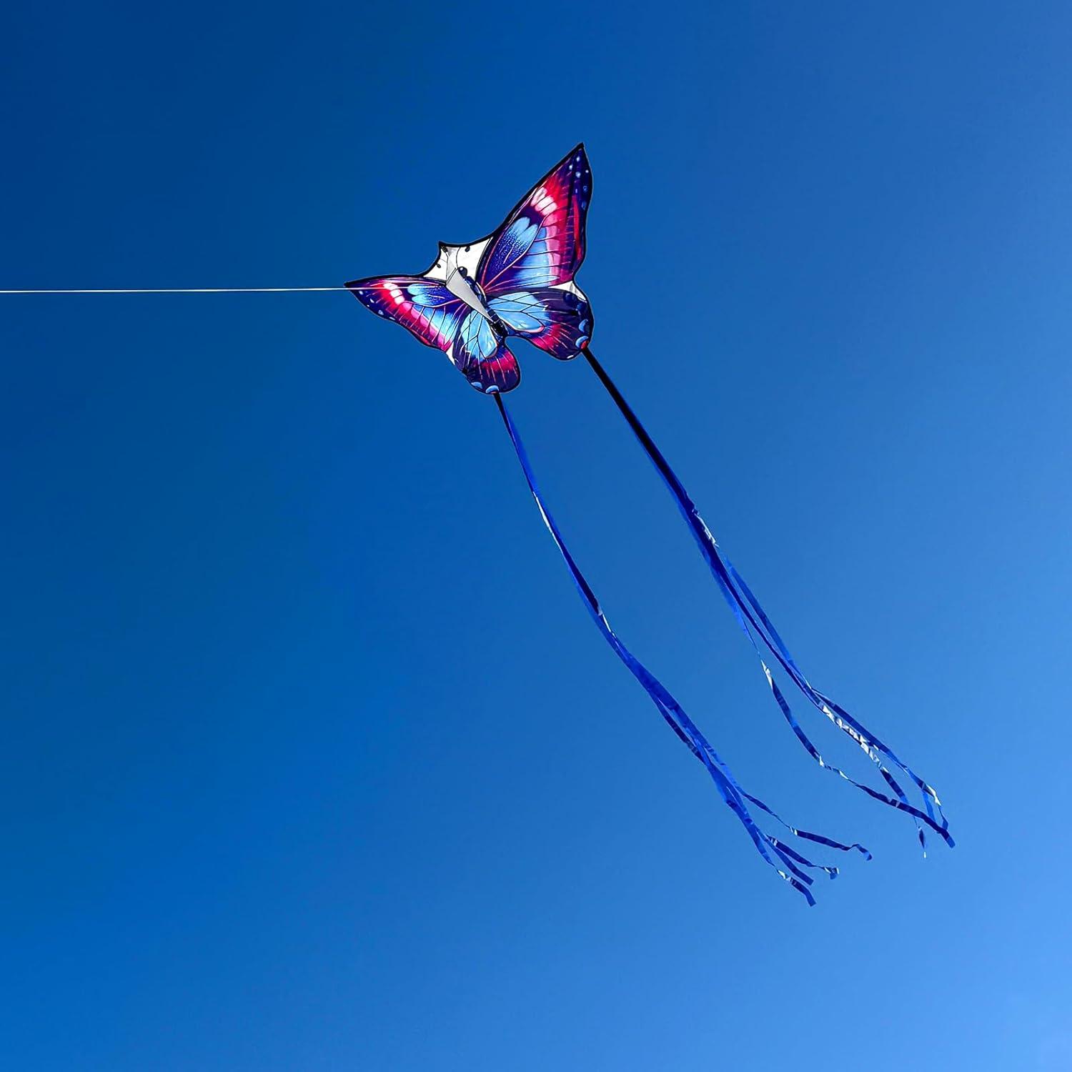 image:imageButterfly Kites for Kids and Adults Easy to Fly Single Line Beach Kites for Boys amp Girls 55 x 28 Butterfly Kite for Teens Comes with 300 ft String HandleBlue