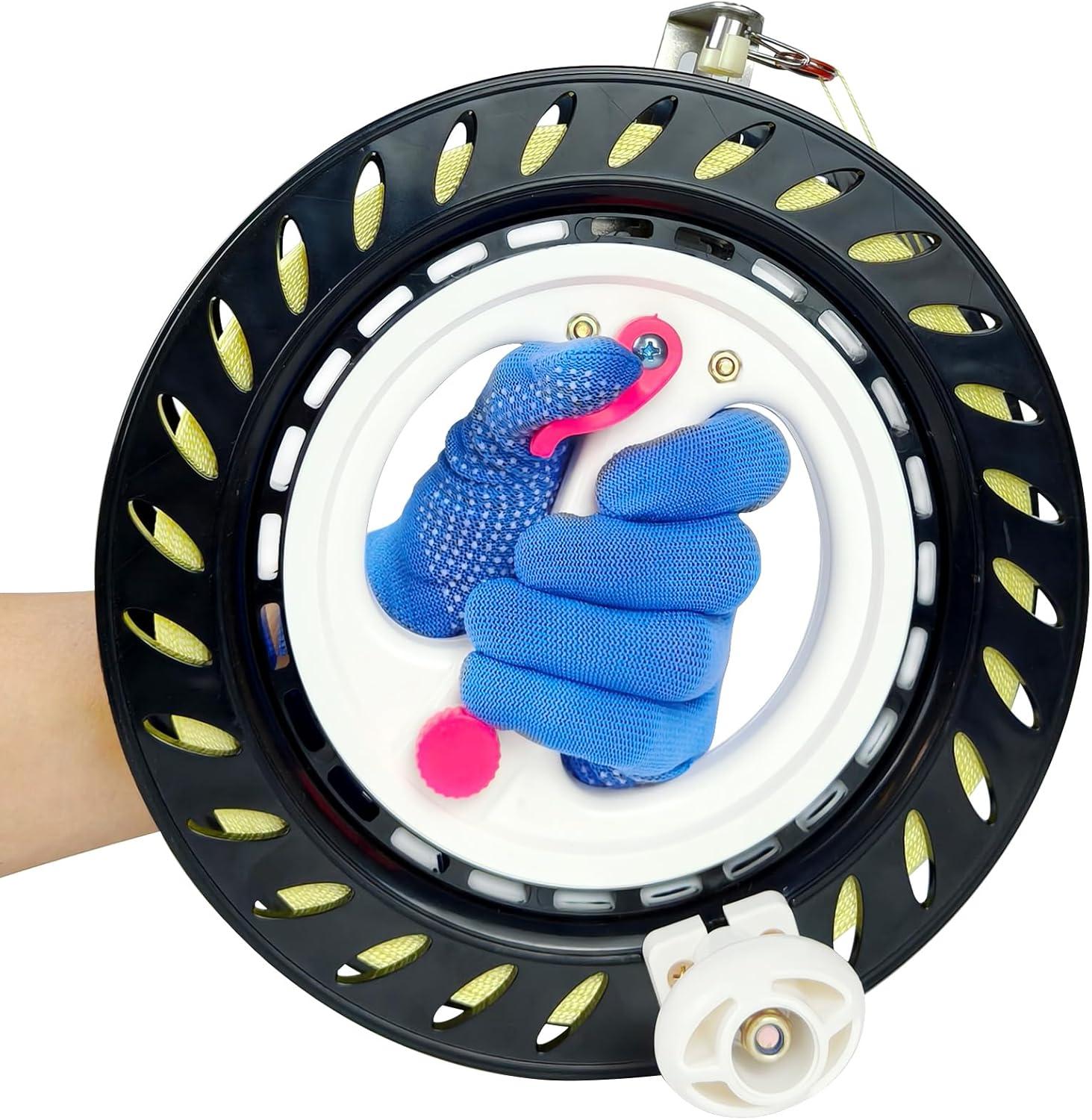 image:imageKite Reel with String for AdultsLarge Kites Winder with Brake amp AntiReverse Function Easy to Use Wheel Comes with Durable Kite Thread and ConnectorBlack