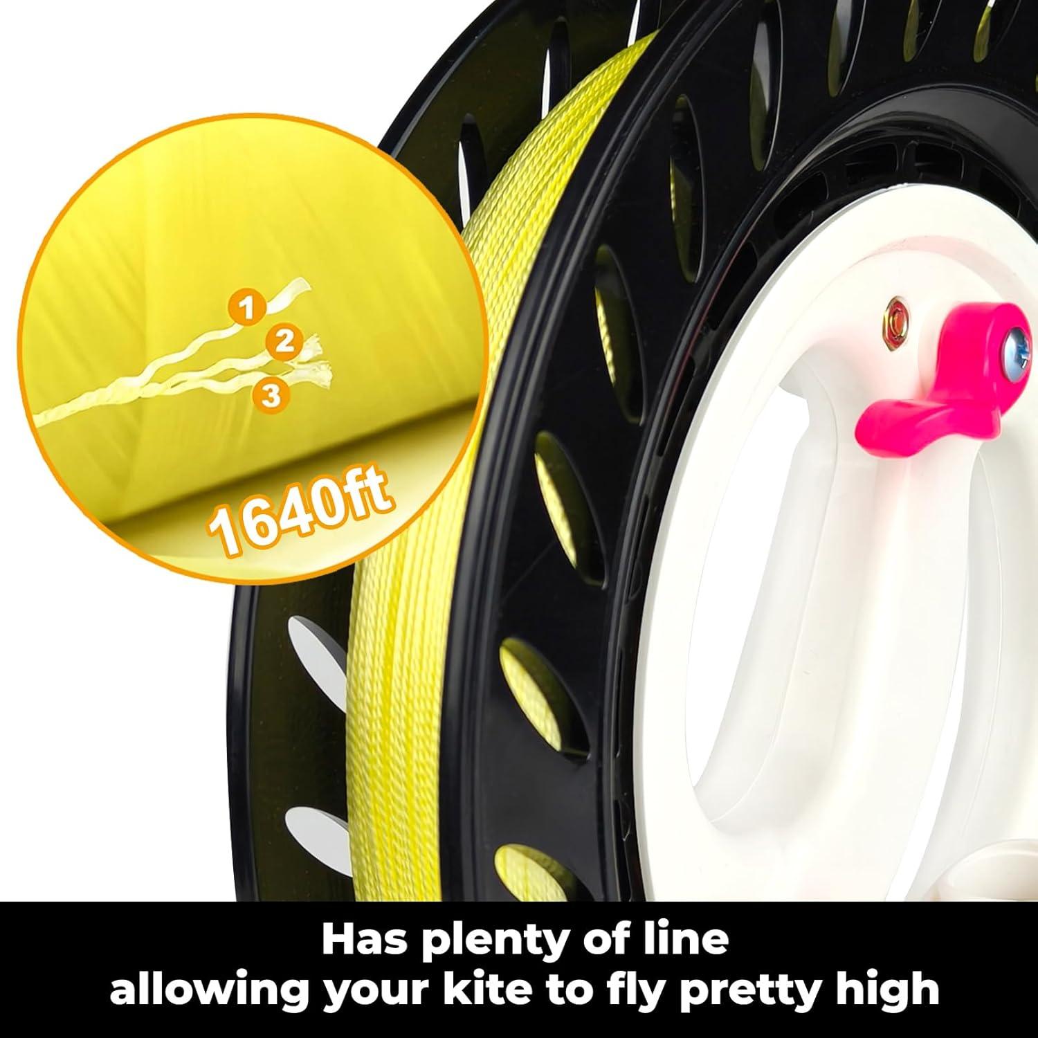 image:imageKite Reel with String for AdultsLarge Kites Winder with Brake amp AntiReverse Function Easy to Use Wheel Comes with Durable Kite Thread and ConnectorBlack