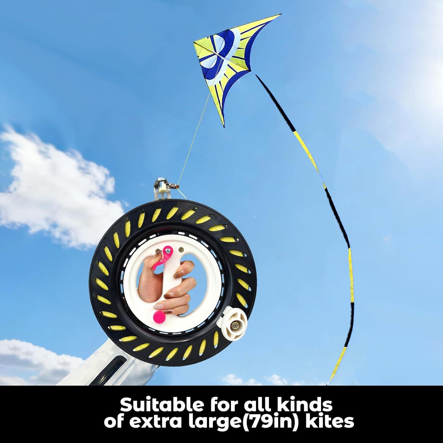 image:imageKite Reel with String for AdultsLarge Kites Winder with Brake amp AntiReverse Function Easy to Use Wheel Comes with Durable Kite Thread and ConnectorBlack