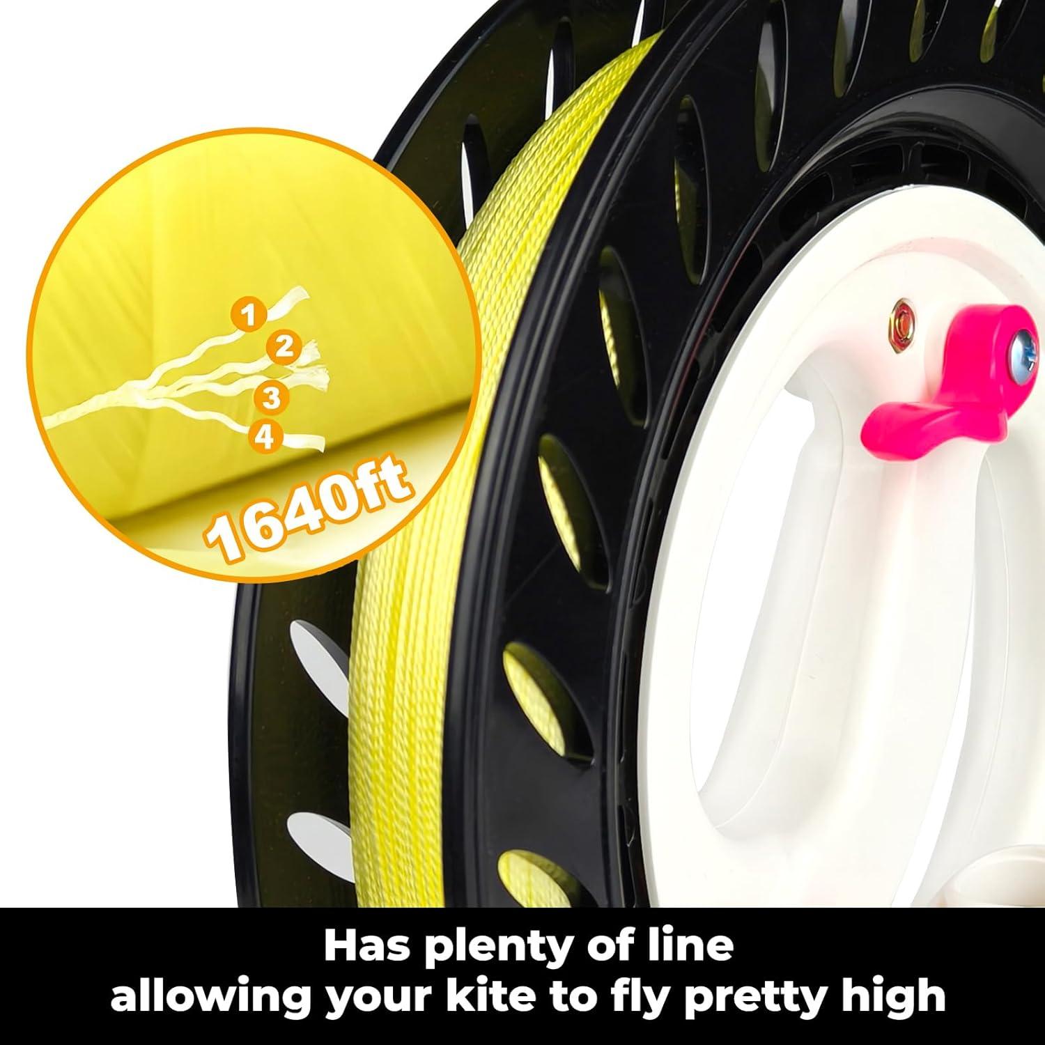 image:imageKite Reel with String for AdultsLarge Kites Winder with Brake amp AntiReverse Function Easy to Use Wheel Comes with Durable Kite Thread and ConnectorBlack
