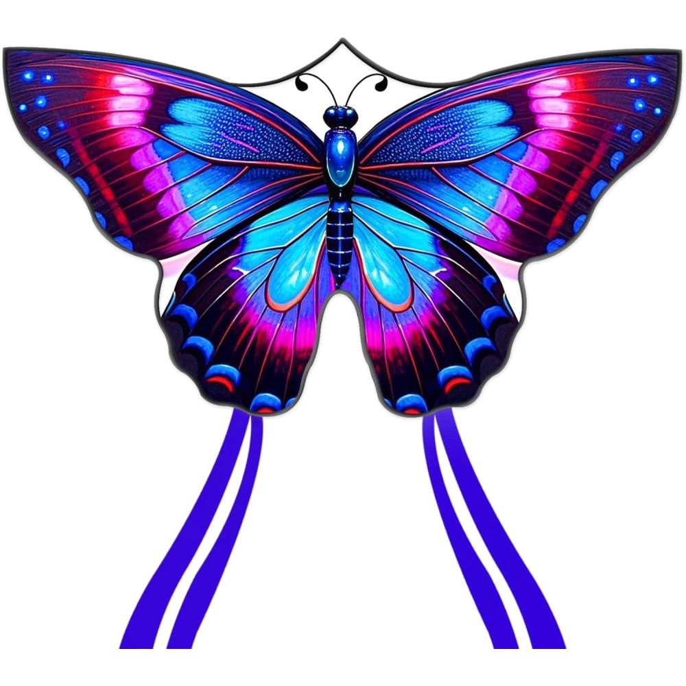 image:imageButterfly Kites for Kids and Adults Easy to Fly Single Line Beach Kites for Boys amp Girls 55 x 28 Butterfly Kite for Teens Comes with 300 ft String HandleBlue