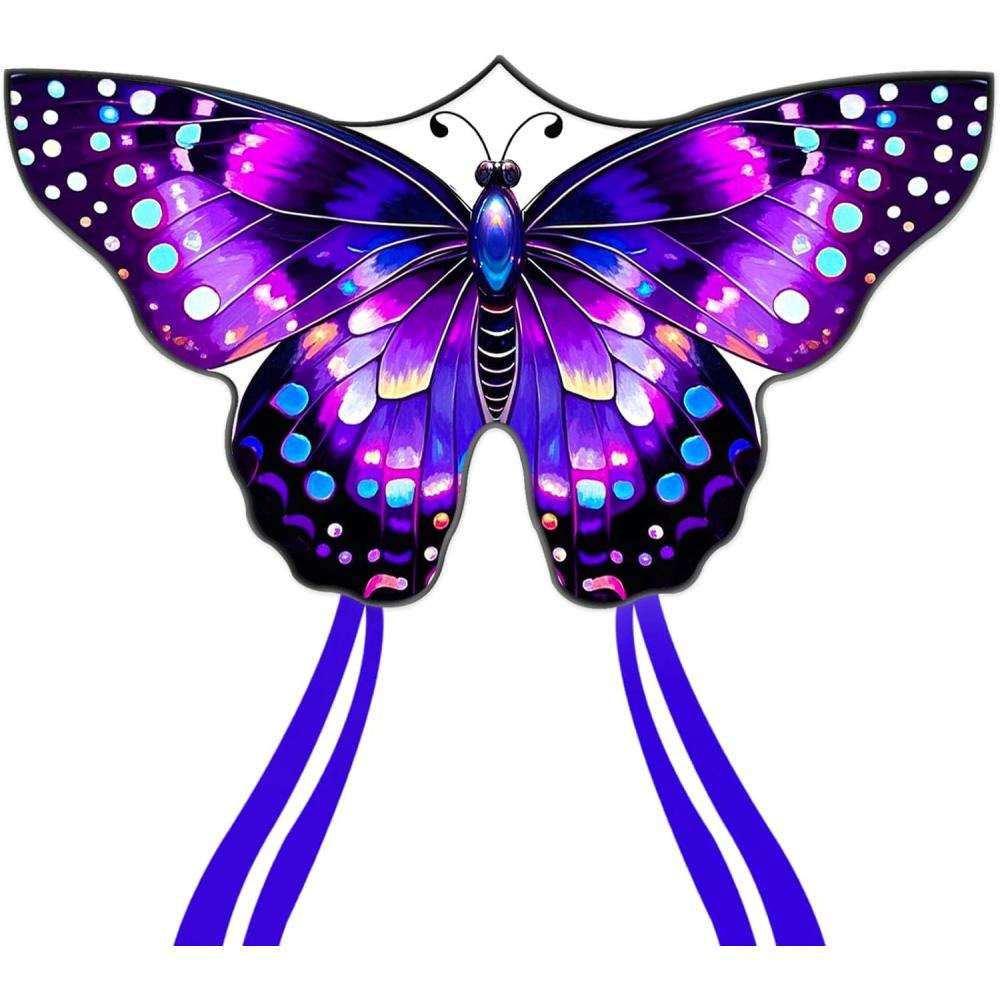 image:imageButterfly Kites for Kids and Adults Easy to Fly Single Line Beach Kites for Boys amp Girls 55 x 28 Butterfly Kite for Teens Comes with 300 ft String HandlePurple