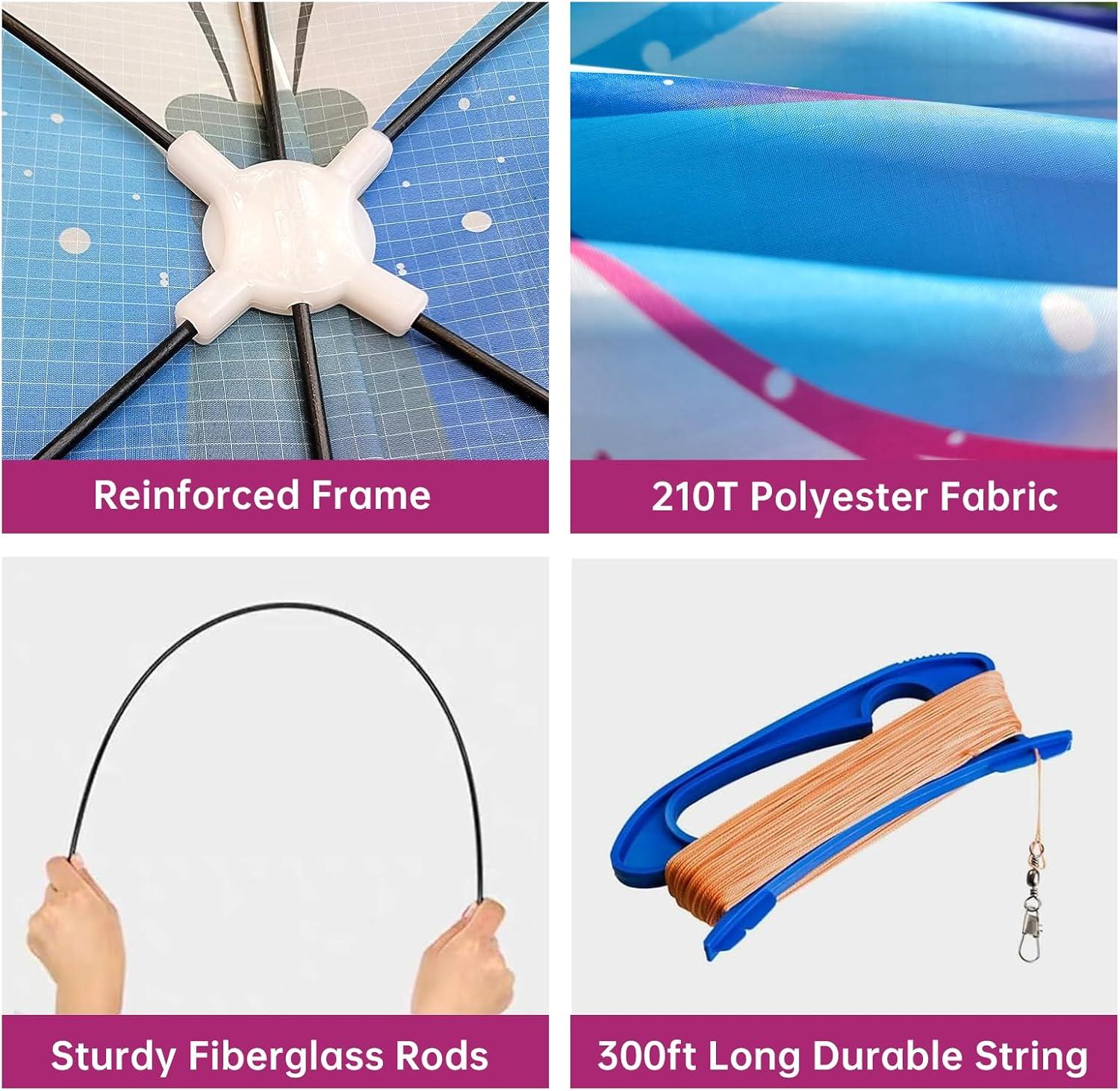 image:imageButterfly Kites for Kids and Adults Easy to Fly Single Line Beach Kite for Boys amp Girls 55 x 28 Butterfly for Teens Comes with 300 FT String HandleLight Blue and Light Pink