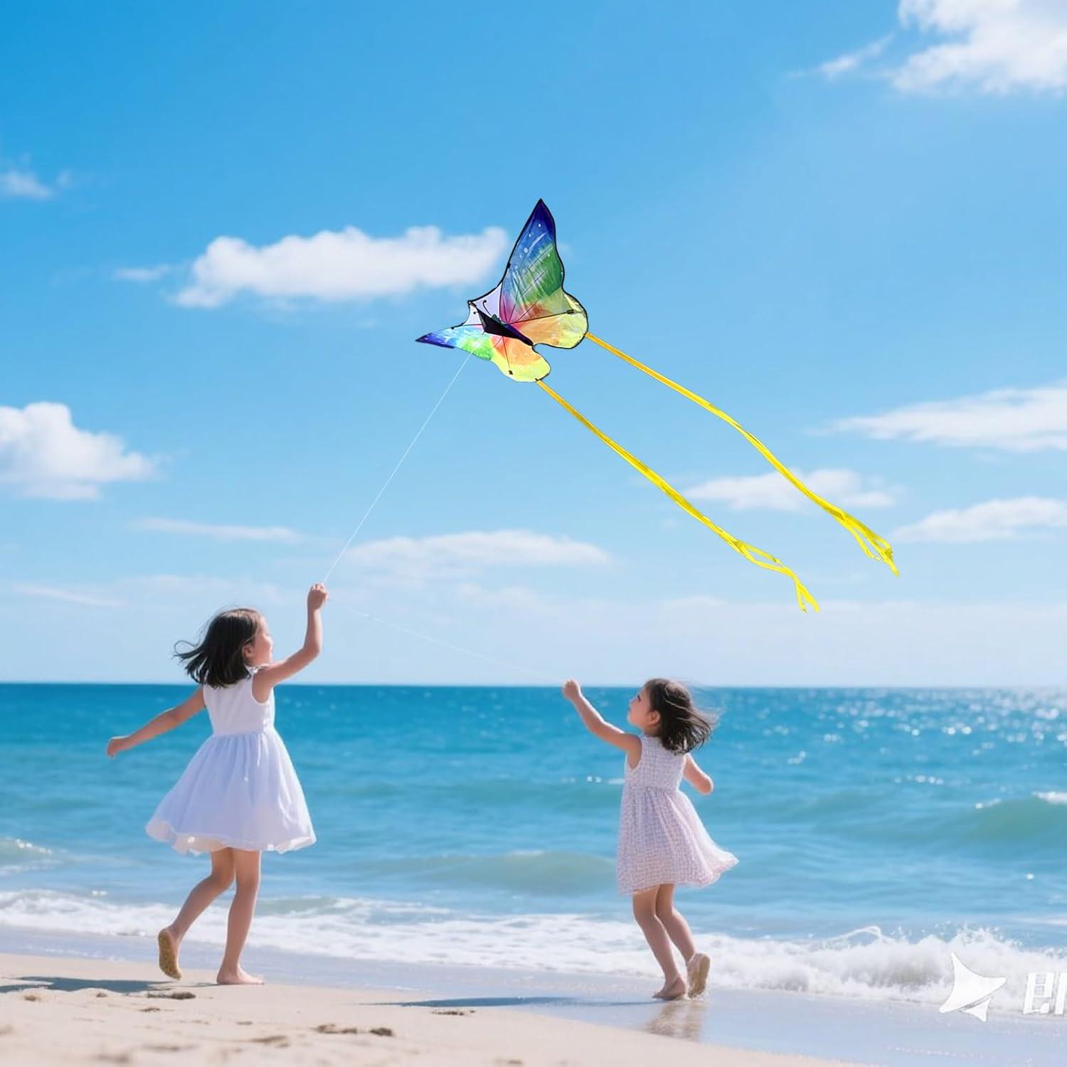 image:imageButterfly Kites for Kids and Adults Easy to Fly Single Line Beach Kite for Boys amp Girls 55 x 28 Butterfly for Teens Comes with 300 FT String HandleOrange and Yellow