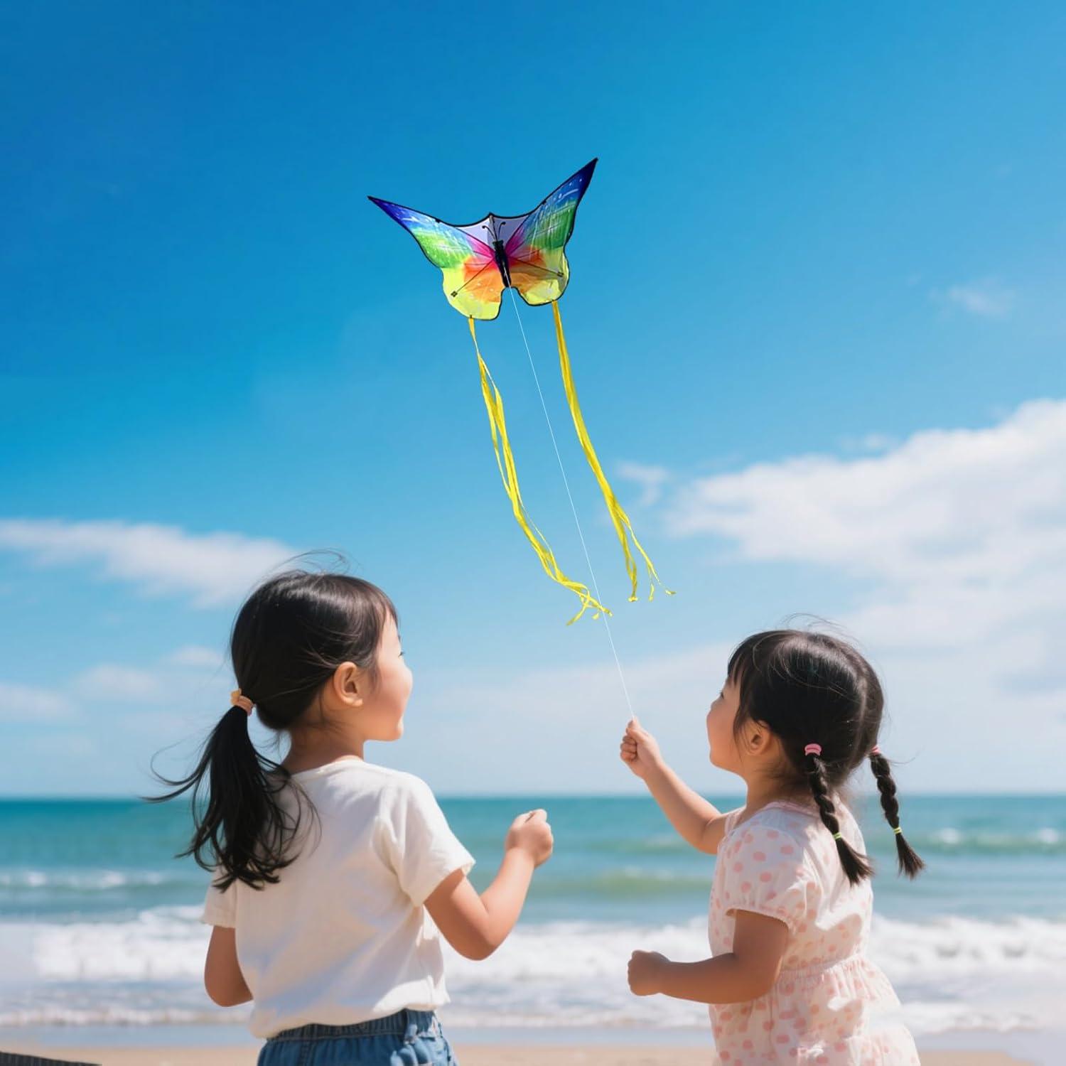 image:imageButterfly Kites for Kids and Adults Easy to Fly Single Line Beach Kite for Boys amp Girls 55 x 28 Butterfly for Teens Comes with 300 FT String HandleOrange and Yellow