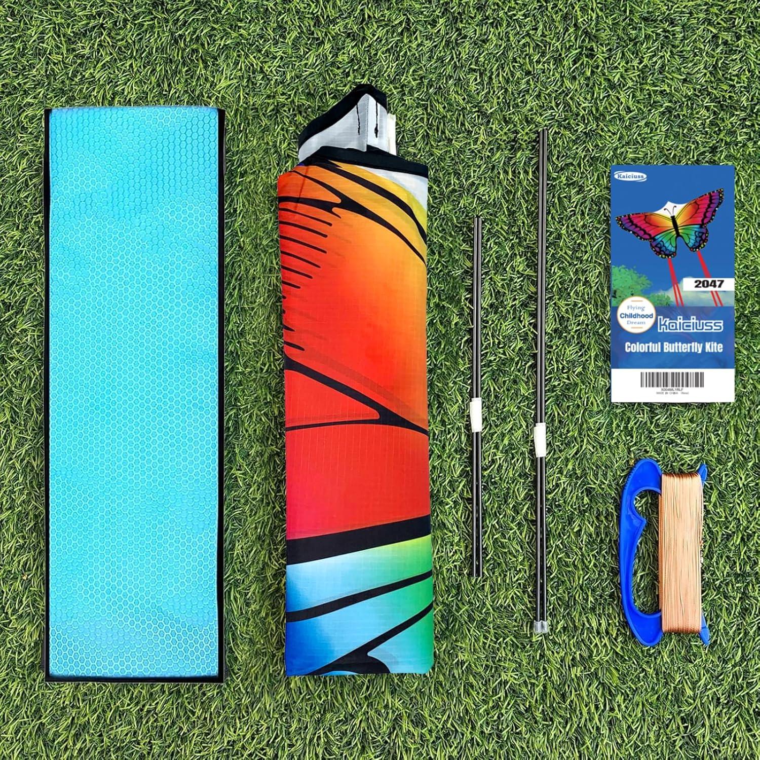 image:imageButterfly Kites for Kids and Adults Easy to Fly Single Line Beach Kite for Boys amp Girls 55 x 28 Butterfly for Teens Comes with 300 FT String HandleRed and Blue