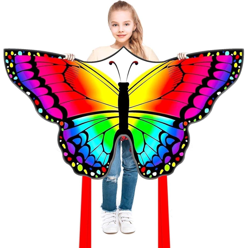 image:imageButterfly Kites for Kids and Adults Easy to Fly Single Line Beach Kite for Boys amp Girls 55 x 28 Butterfly for Teens Comes with 300 FT String HandleRed and Blue