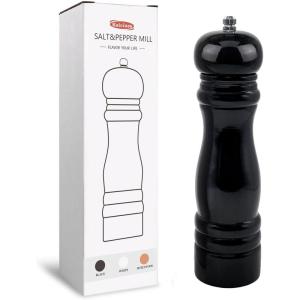 Wooden Pepper Mills Grinders, Manual Salt Pepper Grinder Refillable Wooden Mill, Rubber Wood, Black(Black Color 1 Pack)
