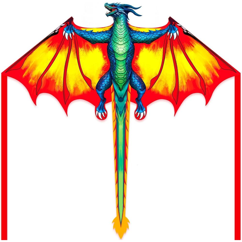 image:imageDragon Kite for Kids amp Adults Easy to Fly for Beginners 300ft Kite String Included Perfect for Beach TripsRed  Yellow