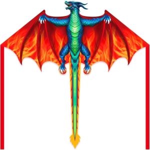 Dragon Kite for Kids & Adults, Easy to Fly for Beginners, 300ft Kite String Included, Perfect for Beach Trips(Red & Blue)