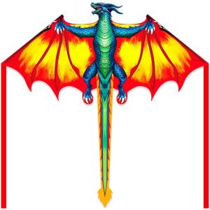 Dragon Kite for Kids & Adults, Easy to Fly for Beginners, 300ft Kite String Included, Perfect for Beach Trips(Red & Yellow)