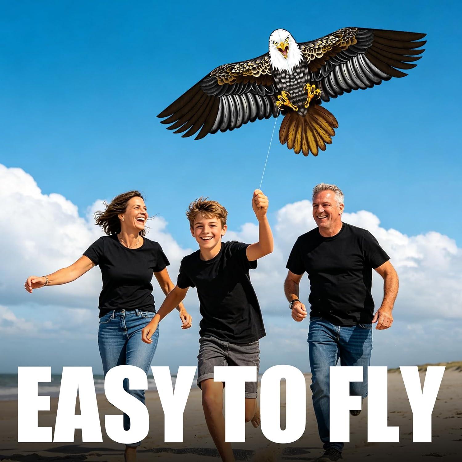 image:imageEagle Kite for Kids amp Adults Single Line Kite Easy to Fly for Beginners 71 Large Kites for Boys Come with 300ft String HandleBlack