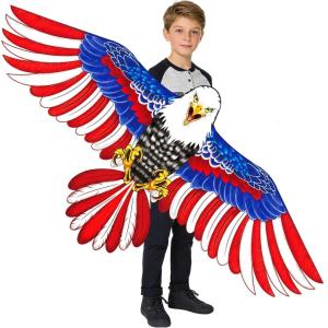 Eagle Kite for Kids & Adults, Single Line Kite Easy to Fly for Beginners, 71″ Large Kites for Boys Come with 300ft String Handle(American Flag)
